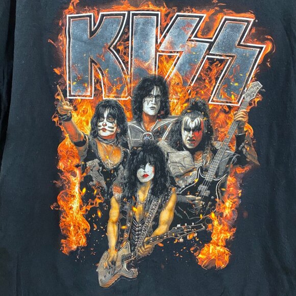 Kiss Rock Band Y2K Graphic Men's T-Shirt Black Cotton Unisex Size XL - Picture 2 of 5